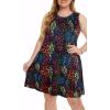 imageelescat Plus Size Summer Dresses for Women Sleeveless Pockets Beach Tshirt Tank SundressBlack Colorful Printing