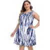 imageelescat Plus Size Summer Dresses for Women Sleeveless Pockets Beach Tshirt Tank SundressBlue Boho Tie Dye