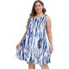 imageelescat Plus Size Summer Dresses for Women Sleeveless Pockets Beach Tshirt Tank SundressBlue Boho Tie Dye