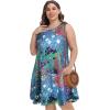 imageelescat Plus Size Summer Dresses for Women Sleeveless Pockets Beach Tshirt Tank SundressBlue Garden Floral