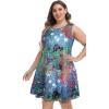 imageelescat Plus Size Summer Dresses for Women Sleeveless Pockets Beach Tshirt Tank SundressBlue Garden Floral