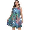 imageelescat Plus Size Summer Dresses for Women Sleeveless Pockets Beach Tshirt Tank SundressBlue Garden Floral