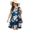 imageelescat Plus Size Summer Dresses for Women Sleeveless Pockets Beach Tshirt Tank SundressBlue Pink Flower