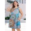 imageelescat Plus Size Summer Dresses for Women Sleeveless Pockets Beach Tshirt Tank SundressBoho Light Blue