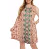 imageelescat Plus Size Summer Dresses for Women Sleeveless Pockets Beach Tshirt Tank SundressBoho Pink Flower