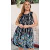 imageelescat Plus Size Summer Dresses for Women Sleeveless Pockets Beach Tshirt Tank SundressDeep Blue Leaf