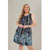 imageelescat Plus Size Summer Dresses for Women Sleeveless Pockets Beach Tshirt Tank SundressDeep Blue Leaf