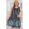 imageelescat Plus Size Summer Dresses for Women Sleeveless Pockets Beach Tshirt Tank SundressDeep Blue Leaf