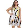 imageelescat Plus Size Summer Dresses for Women Sleeveless Pockets Beach Tshirt Tank SundressGrey Stripe