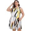 imageelescat Plus Size Summer Dresses for Women Sleeveless Pockets Beach Tshirt Tank SundressGrey Stripe