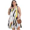 imageelescat Plus Size Summer Dresses for Women Sleeveless Pockets Beach Tshirt Tank SundressGrey Stripe