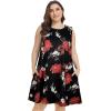 imageelescat Plus Size Summer Dresses for Women Sleeveless Pockets Beach Tshirt Tank SundressLarge Red Flower
