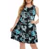imageelescat Plus Size Summer Dresses for Women Sleeveless Pockets Beach Tshirt Tank SundressLeaf Floral