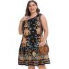 imageelescat Plus Size Summer Dresses for Women Sleeveless Pockets Beach Tshirt Tank SundressOrange Floral