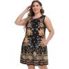 imageelescat Plus Size Summer Dresses for Women Sleeveless Pockets Beach Tshirt Tank SundressOrange Floral