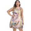 imageelescat Plus Size Summer Dresses for Women Sleeveless Pockets Beach Tshirt Tank SundressPink Colorful Printing