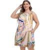 imageelescat Plus Size Summer Dresses for Women Sleeveless Pockets Beach Tshirt Tank SundressPink Colorful Printing