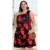 imageelescat Plus Size Summer Dresses for Women Sleeveless Pockets Beach Tshirt Tank SundressRed Loose Flower