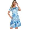 imageelescat Summer Casual Dresses for Womens Beach Soft Flowy Tank Tshirt Sundress with Pockets Blue Red CarpL
