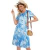 imageelescat Summer Casual Dresses for Womens Beach Soft Flowy Tank Tshirt Sundress with Pockets Blue Red CarpL