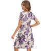 imageelescat Summer Dress for Women Casual Loose Sundresses Tank Shirt Beach Cover up with Pockets Beige Purple FlowerL