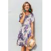imageelescat Summer Dress for Women Casual Loose Sundresses Tank Shirt Beach Cover up with Pockets Beige Purple FlowerL