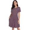 imageelescat Summer Dress for Women Casual Loose Sundresses Tank Shirt Beach Cover up with Pockets Purple Wave PointM