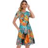 imageelescat Summer Dresses for Women Casual Flowy Swing Loose Fit TShirt Sundress with Pockets Glow Banana LeafL