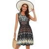 imageelescat Summer Dresses for Women Casual Sleeveless Tshirt Beach Flowy Tank Sundresses with PocketsBlack Bohemian Print