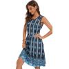 imageelescat Summer Dresses for Women Casual Sleeveless Tshirt Beach Flowy Tank Sundresses with PocketsBoho Blue Flower