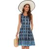 imageelescat Summer Dresses for Women Casual Sleeveless Tshirt Beach Flowy Tank Sundresses with PocketsBoho Blue Flower