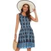 imageelescat Summer Dresses for Women Casual Sleeveless Tshirt Beach Flowy Tank Sundresses with PocketsBoho Blue Flower