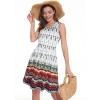 imageelescat Summer Dresses for Women Casual Sleeveless Tshirt Beach Flowy Tank Sundresses with PocketsWhite Red Boho