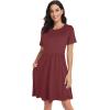 imageelescat Sundress for Womens Summer Dresses Beach Coverup Loose Floral Tank Tunic shirt with PocketsWine RedL