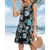 imageelescat Womens Summer Dresses 2025 Beach Casual Sleeveless Floral Print Tank Loose Sundress with PocketA Floral