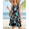 imageelescat Womens Summer Dresses 2025 Beach Casual Sleeveless Floral Print Tank Loose Sundress with PocketA Floral