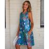 imageelescat Womens Summer Dresses 2025 Beach Casual Sleeveless Floral Print Tank Loose Sundress with PocketA Garden Blue Floral
