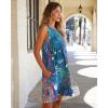 imageelescat Womens Summer Dresses 2025 Beach Casual Sleeveless Floral Print Tank Loose Sundress with PocketA Garden Blue Floral