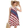 imageelescat Womens Summer Dresses 2025 Beach Casual Sleeveless Floral Print Tank Loose Sundress with PocketB Us Flag