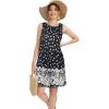 imageelescat Womens Summer Dresses 2025 Beach Casual Sleeveless Floral Print Tank Loose Sundress with PocketBlack Daisy
