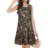 imageelescat Womens Summer Dresses 2025 Beach Casual Sleeveless Floral Print Tank Loose Sundress with PocketBlack Golden Butterflies