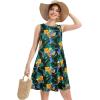 imageelescat Womens Summer Dresses 2025 Beach Casual Sleeveless Floral Print Tank Loose Sundress with PocketBlack Pineapple