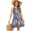 imageelescat Womens Summer Dresses 2025 Beach Casual Sleeveless Floral Print Tank Loose Sundress with PocketBlue Black Stripe
