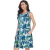 imageelescat Womens Summer Dresses 2025 Beach Casual Sleeveless Floral Print Tank Loose Sundress with PocketBlue Coconuts