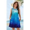 imageelescat Womens Summer Dresses 2025 Beach Casual Sleeveless Floral Print Tank Loose Sundress with PocketBlue Sea