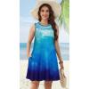 imageelescat Womens Summer Dresses 2025 Beach Casual Sleeveless Floral Print Tank Loose Sundress with PocketBlue Sea