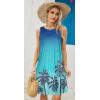 imageelescat Womens Summer Dresses 2025 Beach Casual Sleeveless Floral Print Tank Loose Sundress with PocketBlue Tree