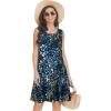 imageelescat Womens Summer Dresses 2025 Beach Casual Sleeveless Floral Print Tank Loose Sundress with PocketBlue Yellow Dots