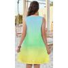 imageelescat Womens Summer Dresses 2025 Beach Casual Sleeveless Floral Print Tank Loose Sundress with PocketBlue Yellow Tie Dye