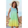 imageelescat Womens Summer Dresses 2025 Beach Casual Sleeveless Floral Print Tank Loose Sundress with PocketBlue Yellow Tie Dye